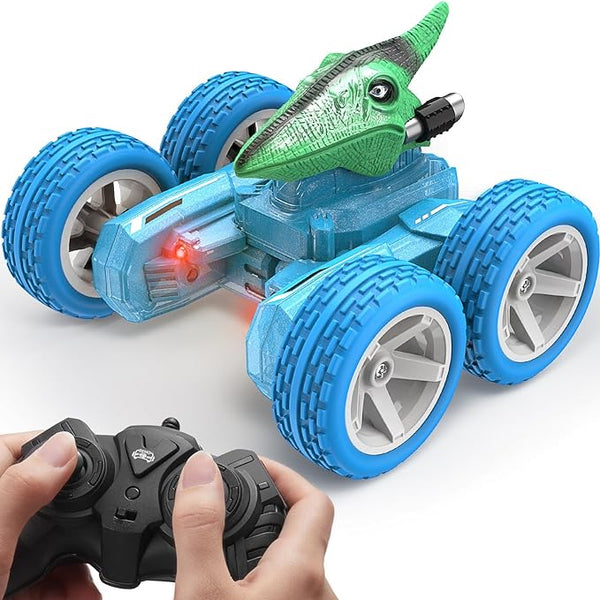 DODOELEPHANT Mini Dinosaur RC Car Truck 1:28 Scale with Light 4WD 2.4Ghz Rechargeable All Terrains  Green