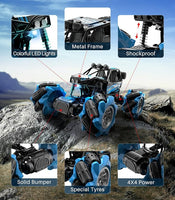 DoDoeleph 2200A Remote Control Monster Truck 4WD 1/20 360° Rotating 2.4Ghz Sideways Drifting Stunt Vehicle Blue