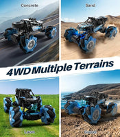 DoDoeleph 2200A Remote Control Monster Truck 4WD 1/20 360° Rotating 2.4Ghz Sideways Drifting Stunt Vehicle Blue