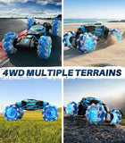 DoDoeleph 2196A RC Cars 4WD Gesture Sensing Stunt Truck All Terrains 2.4GHz Double Side Driving Blue